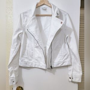 Jaclyn Smith Collection sizesS White Jean Jacket Moto Style Great Condit…